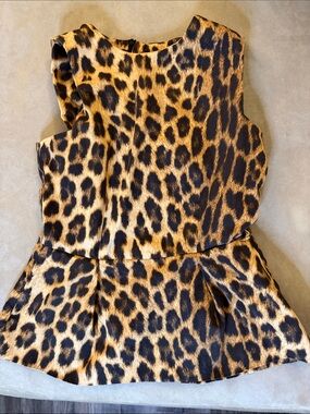 Zara Leopard Print Peplum Top - Black, Brown